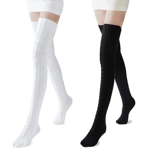 KNEE High Socks Lace Long Warm Stockings Boots Dress Slouch Winter Fall NWT - Picture 3 of 7